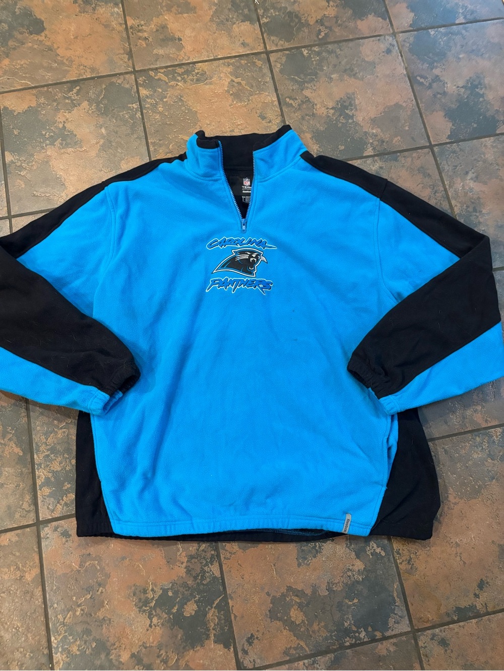 Reebok Carolina Panthers Blue and Black Quarter-Zip Pullover